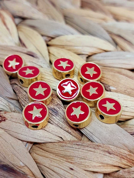 Altın Kaplama Kırmızı Yıldız Ara Aparat/2 adet (51786) - Resim 3