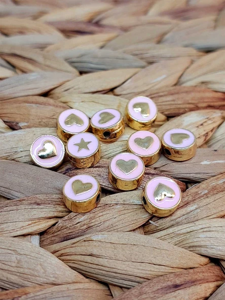 Altın Kaplama Pembe Kalp Ara Aparat/2 adet (51848) ürün görseli