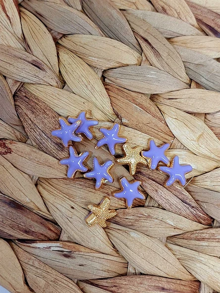 Altın Kaplama Mor Yıldız Ara Aparat/2 adet (51868) - Resim 3