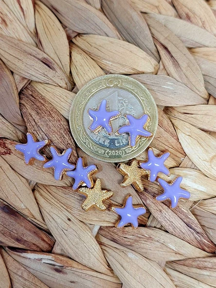 Altın Kaplama Mor Yıldız Ara Aparat/2 adet (51868) - Resim 2