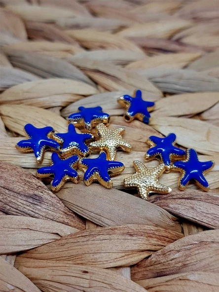 Altın Kaplama Lacivert Yıldız Ara Aparat/2 adet (51872)