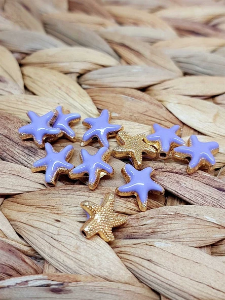 Altın Kaplama Mor Yıldız Ara Aparat/2 adet (51868) ürün görseli 1