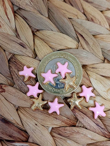 Altın Kaplama Pembe Yıldız Ara Aparat/2 adet (51870) - 2