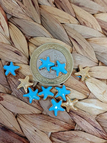 Altın Kaplama Mavi Yıldız Ara Aparat/2 adet (51866) - Resim 2