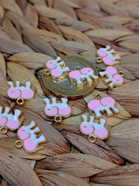 Altın Kaplama Pembe Fil Aparat/2 adet (51816) - Resim 2