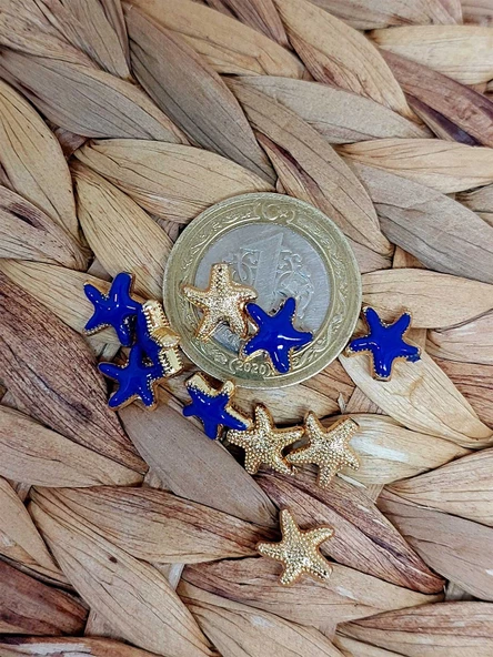 Altın Kaplama Lacivert Yıldız Ara Aparat/2 adet (51872) - 2