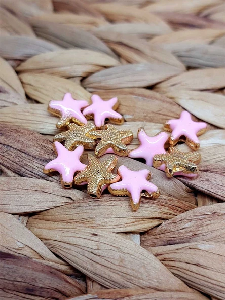 Altın Kaplama Pembe Yıldız Ara Aparat/2 adet (51870)