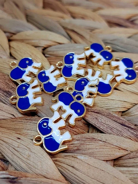 Altın Kaplama Lacivert Fil Aparat/2 adet (51812) - Resim 3