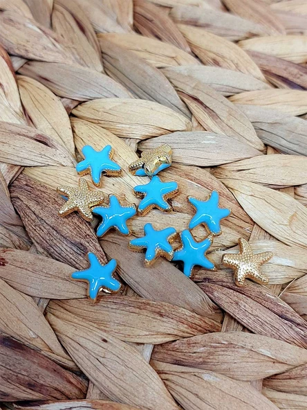 Altın Kaplama Mavi Yıldız Ara Aparat/2 adet (51866) - Resim 3