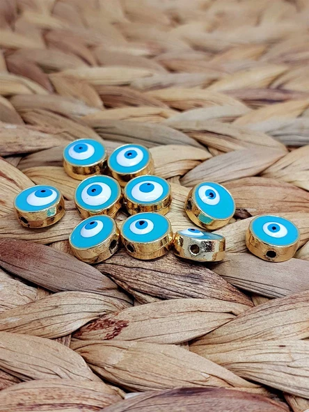 Altın Kaplama Turkuaz Nazar Boncuğu Ara Aparat/2 adet (51760) - 3