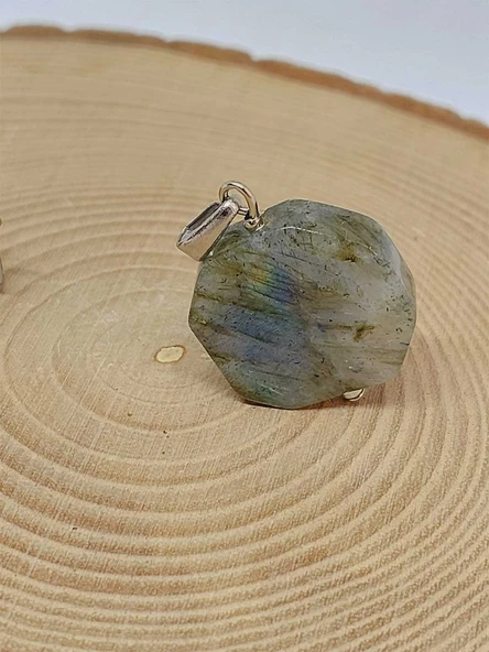 Labradorit Taşı Sekizgen Kolye Ucu (51952) - Resim 4