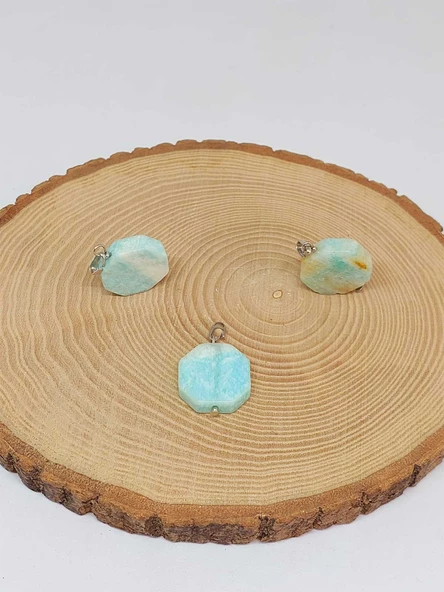 Amazonit Taşı Sekizgen Kolye Ucu (51950) - Resim 3