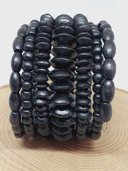 Ahşap Siyah Renk Hafızalı Otantik Bileklik (51958) - Resim 4