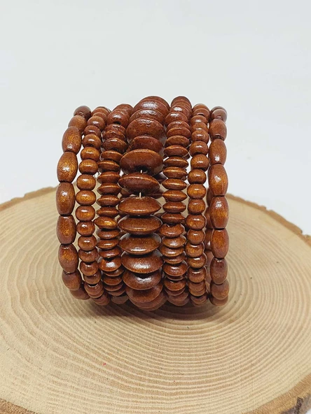 Ahşap Kahverengi Renk Hafızalı Otantik Bileklik (51974) - Resim 4