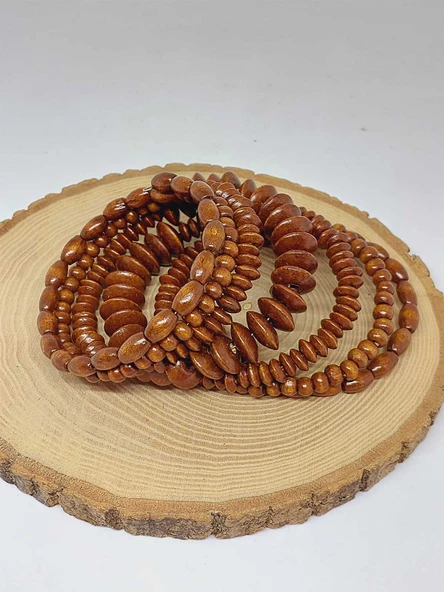 Ahşap Kahverengi Renk Hafızalı Otantik Bileklik (51974) - Resim 3