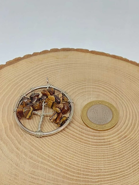 Hayat Ağacı Kaplan Gözü Taşı Kolye Ucu (51926) - 2