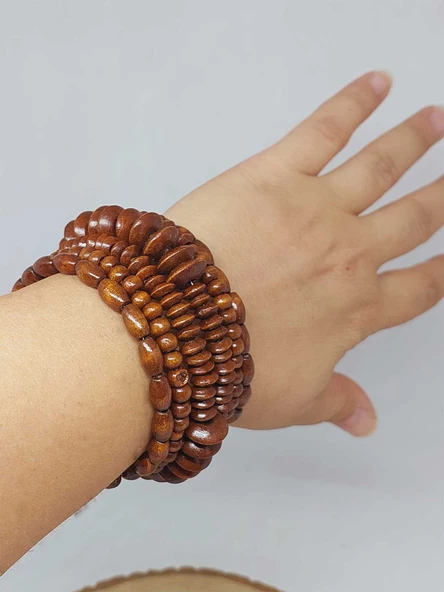 Ahşap Kahverengi Renk Hafızalı Otantik Bileklik (51974) ürün görseli 1