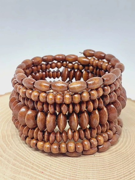 Ahşap Kahverengi Renk Hafızalı Otantik Bileklik (51974) - Resim 2