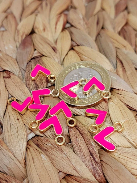 Altın Kaplama Pembe Kalp Aparat/2 adet (51808) - 2