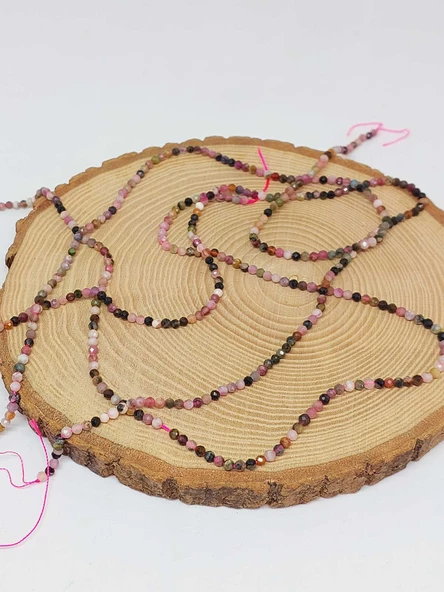 Turmalin Taşı Faset Kesim 3mm Dizi (51934) - Resim 3