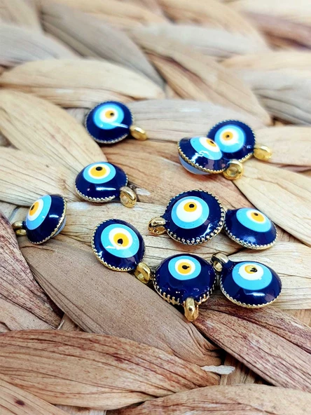 Altın Kaplama Lacivert Nazar Boncuğu Aparat/2 adet (51804) - Resim 3