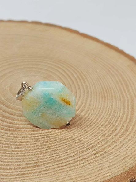 Amazonit Taşı Sekizgen Kolye Ucu (51950) - Resim 4