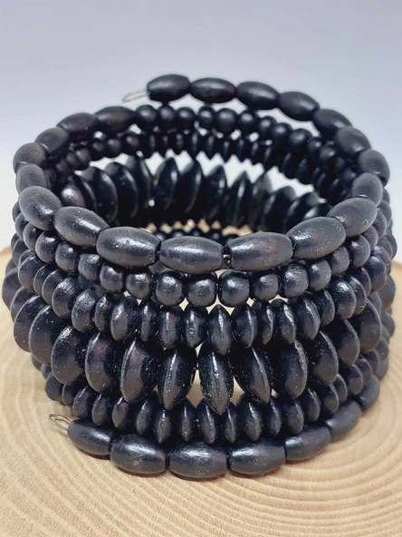 Ahşap Siyah Renk Hafızalı Otantik Bileklik (51958) - Resim 2