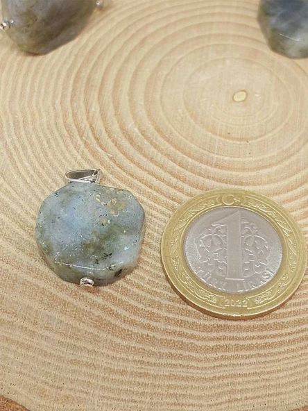 Labradorit Taşı Sekizgen Kolye Ucu (51952) - Resim 2