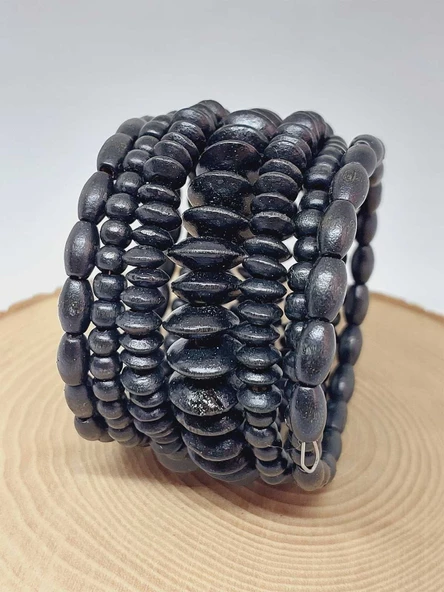 Ahşap Siyah Renk Hafızalı Otantik Bileklik (51958) - Resim 3