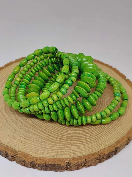 Ahşap Yeşil Renk Hafızalı Otantik Bileklik (51966) - Resim 3