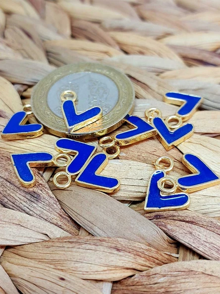 Altın Kaplama Lacivert Kalp Aparat/2 adet (51794) - 2