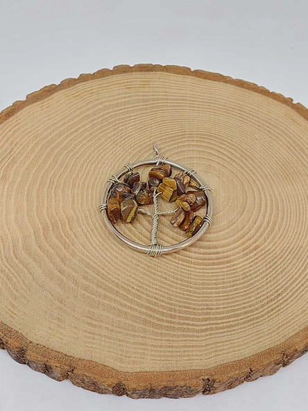 Hayat Ağacı Kaplan Gözü Taşı Kolye Ucu (51926) - 3