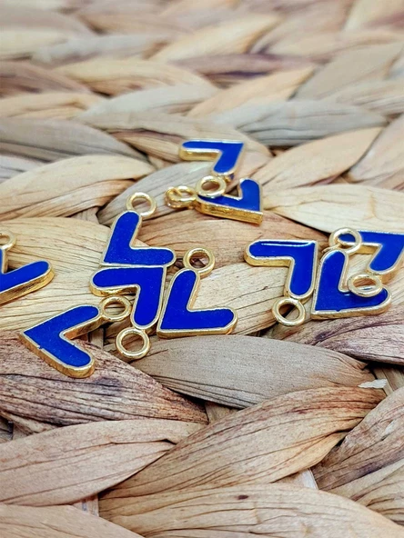 Altın Kaplama Lacivert Kalp Aparat/2 adet (51794) - 3