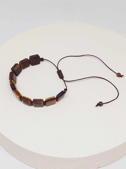 Kaplan Gözü Taşı Makrome Tasarım Bileklik (51894) - Resim 7