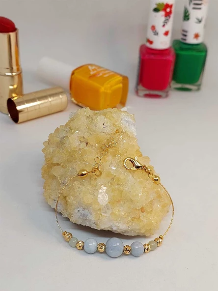 Akuamarin Taşı Tasarım Bileklik (52076) - Resim 2