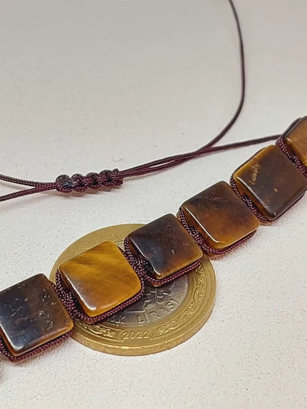 Kaplan Gözü Taşı Makrome Tasarım Bileklik (51894) - Resim 4