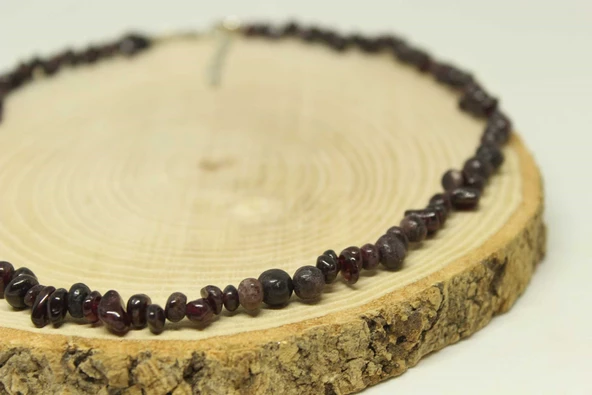 Lal (Garnet - Granat) Taşı Küçük Taşlar Kolye (22205) - Resim 2