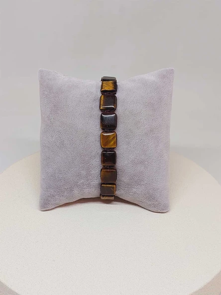 Kaplan Gözü Taşı Makrome Tasarım Bileklik (51894) - Resim 2