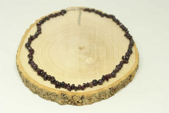 Lal (Garnet - Granat) Taşı Küçük Taşlar Kolye (22205) - Resim 3