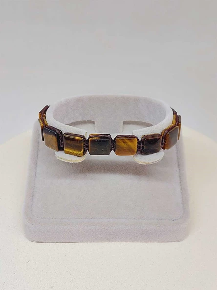 Kaplan Gözü Taşı Makrome Tasarım Bileklik (51894) - Resim 5