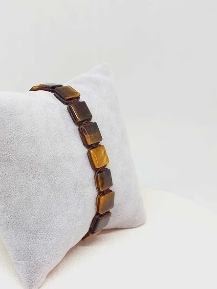 Kaplan Gözü Taşı Makrome Tasarım Bileklik (51894) - Resim 3