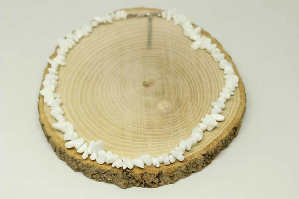 Beyaz Kuvars Taşı Küçük Taşlar Kolye (22250) - Resim 3