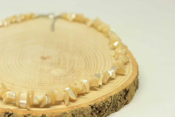 Sedef Taşı Karamel Küçük Taşlar Kolye (22235) - 2