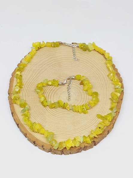 Peridot (Zebercet) Taşı Küçük Taşlar Kolye & Bileklik Seti (52154) - 3