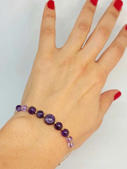 Ametist Taşı Tasarım Bileklik (52120)