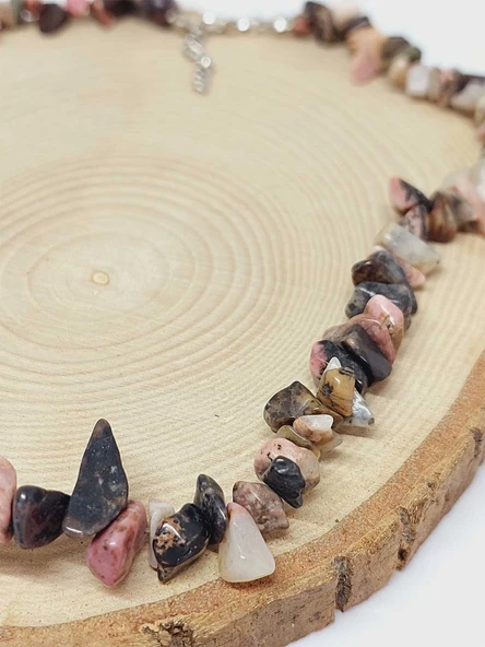 Rodonit Taşı Küçük Taşlar Kolye (52176) - Resim 2