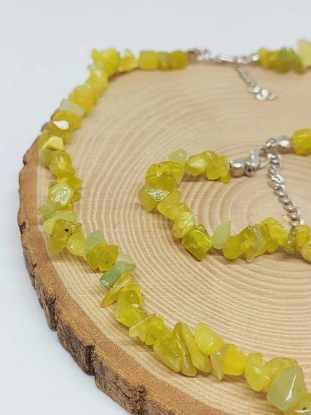 Peridot (Zebercet) Taşı Küçük Taşlar Kolye & Bileklik Seti (52154) - 2