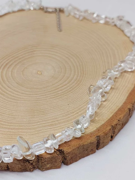 Kristal Kuvars Taşı Küçük Taşlar Kolye (52170) - Resim 2