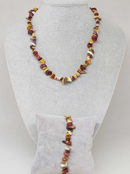 Jasper Taşı Küçük Taşlar Kolye & Bileklik Seti (52142)