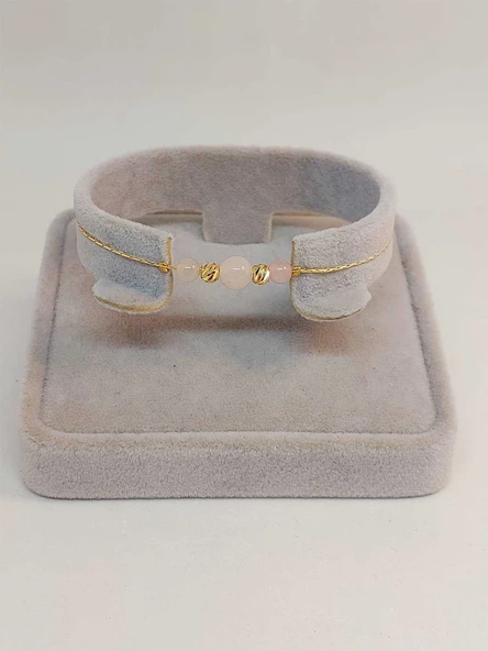 Pembe Kuvars Taşı Tasarım Bileklik (52042) - Resim 3